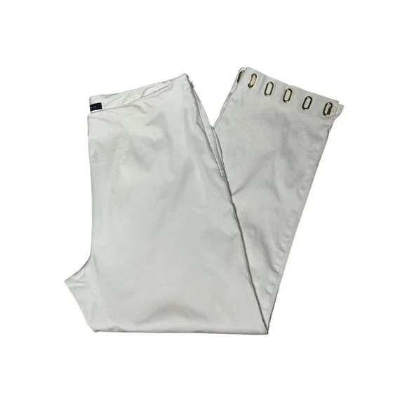 Jones New York Signature Dress Pants Size 4 White Stretch Keyhole Bottom Detail - Picture 2 of 11